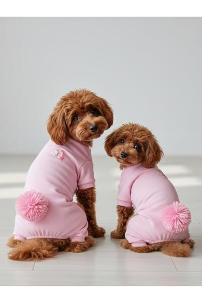 Kemique بيجامة كلب ناعمة باللون الوردي مع شراشيب وقوس قزح، قطن قطع، بيجامة با...