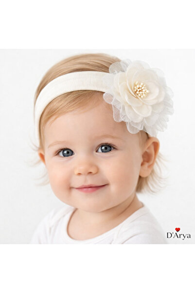 Darya Dd750 Flower Tulle Detail Stretchy Baby Hair Band (8 cm)
