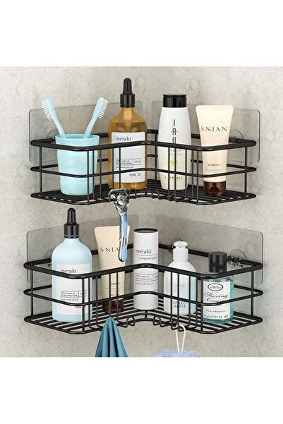 Arabest عبوة من قطعتين من رفوف زاوية الدش، رف حمام لاصق مثبت على الحائط من ال...