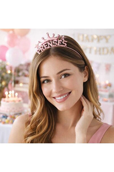 Happyewent Prenses Yazılı Rose Gold Taç – Doğum Günü ve Parti Tacı (Prenses Taç)