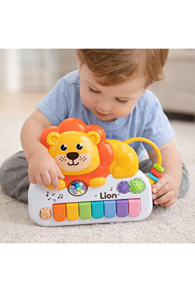 Toyska Eğitici Aslan Piyano Oyuncağı - Işıklı, Sesli --Güneş Sarısı