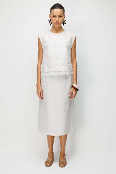 Ekol Bluză cu guler brodat și detalii din piatră