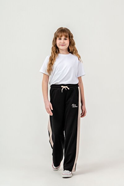 Mışıl Kids Keep Smiling Embroidered Sides Paneled Girls' Sweatpants