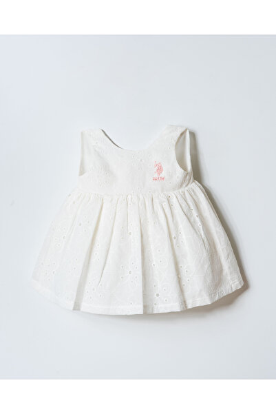 U.S. Polo Assn. U.S. Polo Assn Baby Girl Lace Dress 6-36 Months Ecru