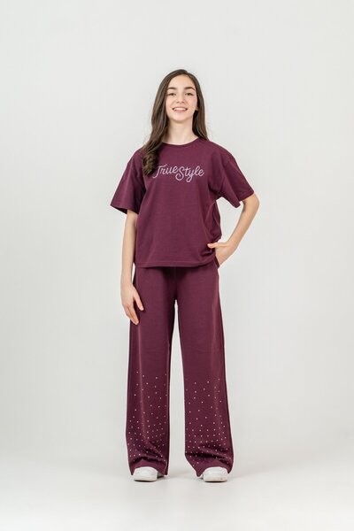 Mışıl Kids True Style Stone Printed Lower Double Leg Stone Printed Girls' Low...