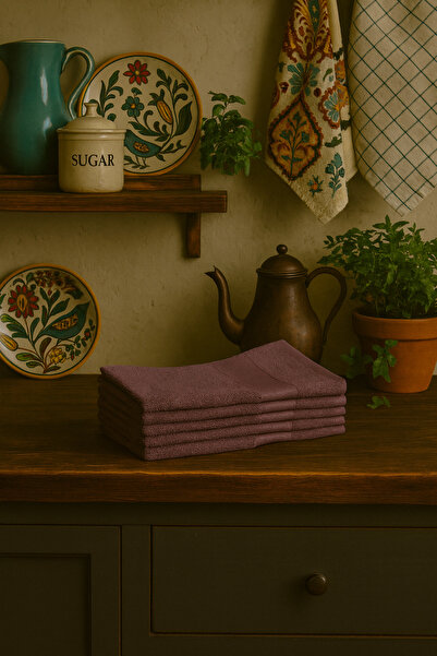 Taka Fabrics 5-Piece 100% Cotton Towel Set 30X50 cm Plum