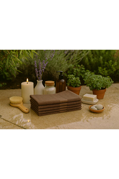Taka Fabrics 5-Piece Hundred Percent Cotton Towel Set 30X50 cm Brown