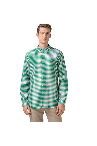 Lacoste Men's Regular Fit Plaid Patterned Green Shirt