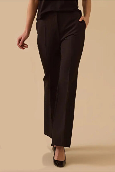 SEÇİL Women's High Waist Wide Leg Classic Trousers - Black