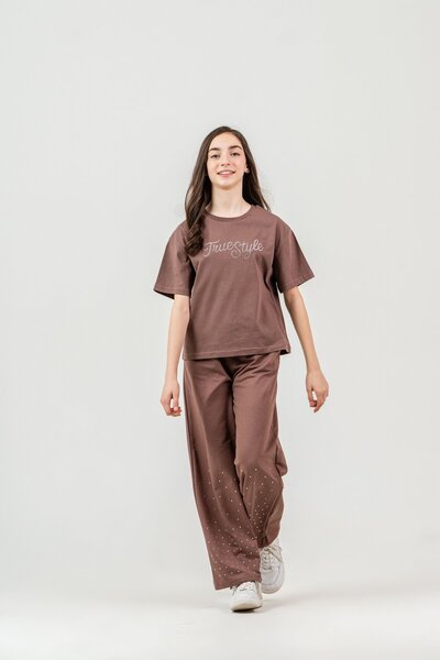 Mışıl Kids True Style Stone Printed Lower Double Leg Stone Printed Girls' Low...