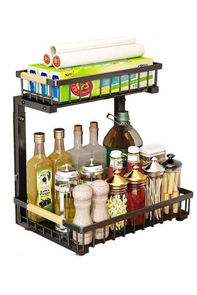 Arabest 2-Tier Under Sink Organizer, Expandable Cabinet Shelf Rack, Adjustabl...