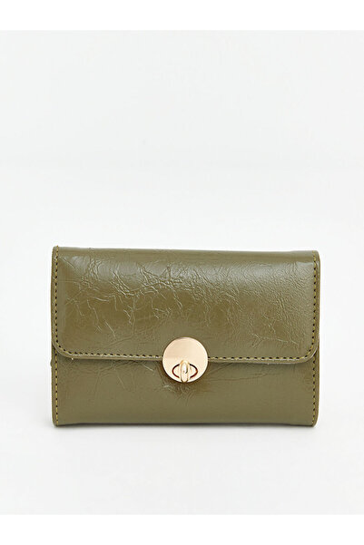 LC Waikiki الأخضر إغلاق بزر كبس قطعة للنساء محفظة