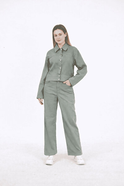 VELLICHOR Women's Jeans and Jacket Set - Green