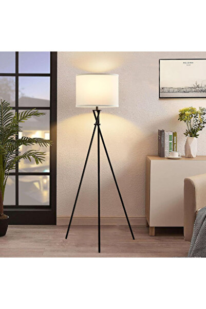 Sumkyle مصباح أرضي عصري ثلاثي القوائم أسود اللون لغرفة المعيشة، مناسب لغرفة ا...