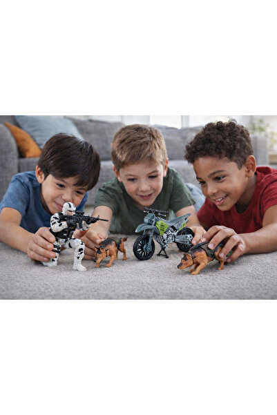 NUNU K9 Köpekli Asker Oyuncak Seti Motosikletli Komando Figür ve Silah Aksesu...