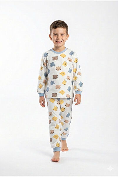 Miniworld Erkek Çocuk %100 Pamuk Ayıcık Desenli 2 İplik Örme Pijama Takımı