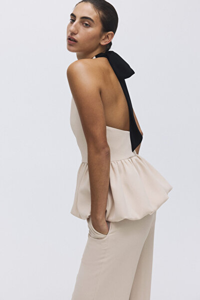 H&M Etek Ucu Balon Kesimli Halter Yaka Üst