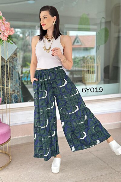 İnce Topuk Pocketed Casual Viscose Pants 6Y019