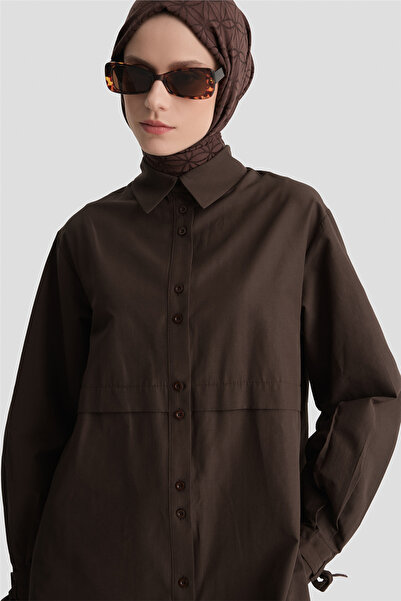 Armine Aller Parçalı Tunik Acı Kahve