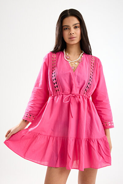 Moda Days Women's Tie-Detail Strapless Cropped and Slit Pareo Skirt Double Be...