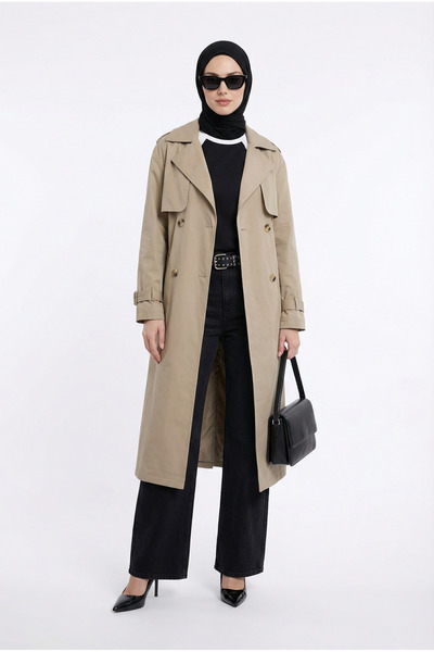 Armine TREND Тренчкот с колан на талията Allerli, бежов 26YT706