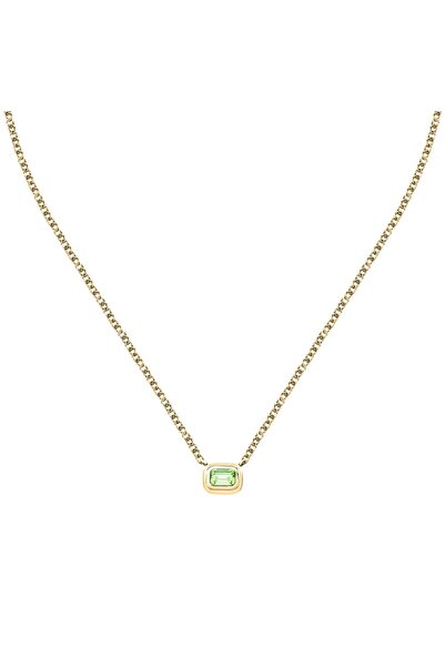 Trussardi Colier T-Design, inox auriu, cristal verde, lungime 45 cm, TJAXA21