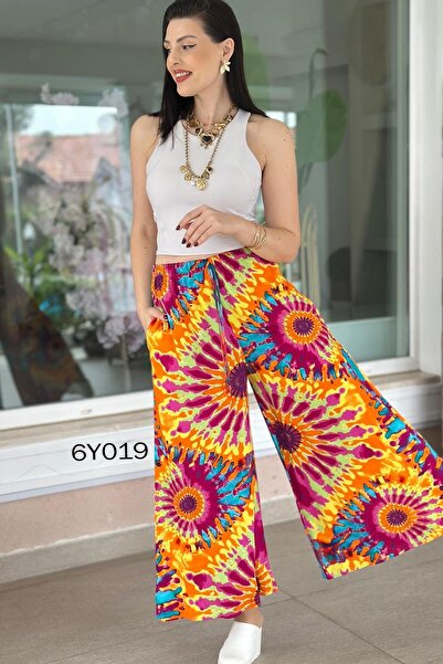 İnce Topuk Pocketed Casual Viscose Pants 6Y019