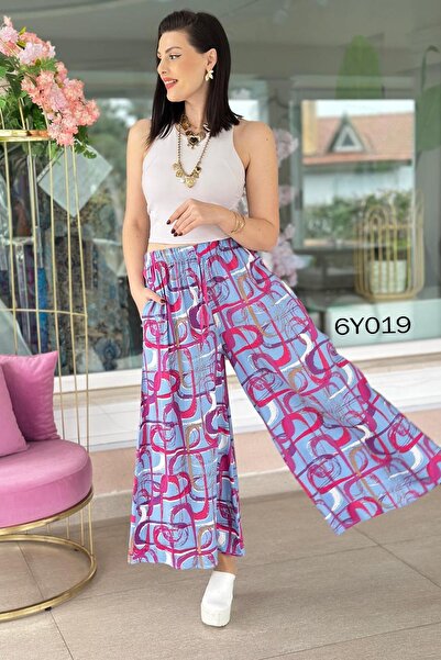 İnce Topuk Pocketed Casual Viscose Pants 6Y019