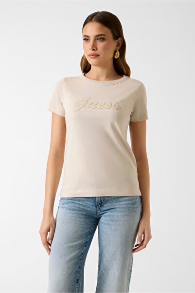 Guess Women's Jersey Boxy Fit T-Shirt - Cream