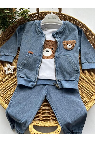 Baby Lovmi AYICIK İŞLEMELİ KOT 3LÜ TAKIM