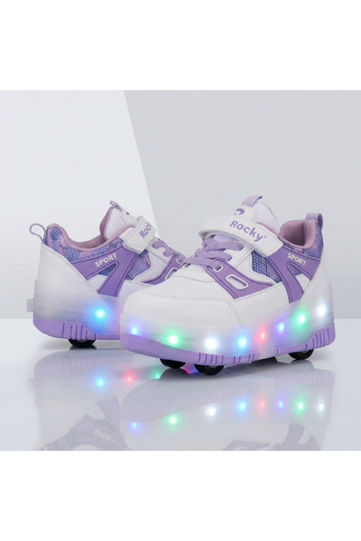 MAJHİ Çocuk LED Işıklı Patenli Ayakkabı Ortopedik Taban Kaydırmalı Spor Ayakk...
