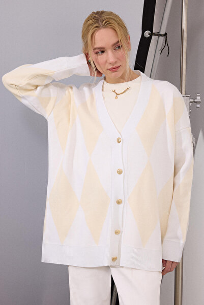 Touché Privé Baklava Patterned O Oversized Cardigan