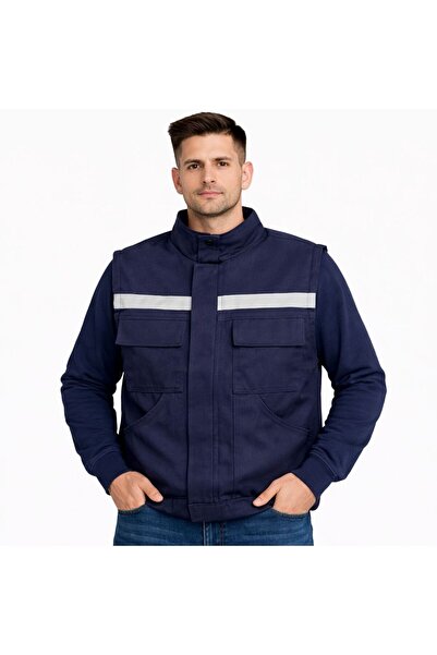 MODA İş Yeleği 7/7 Yelek Kapitoneli Ve Reflektörlü Lacivert/Gri