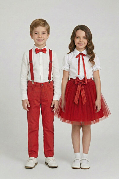 nacar çarşı Set de 2 piese pentru fete, cămașă roșie din dantelă piese, costu...