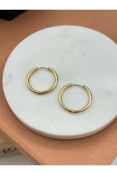 Jerie Gold Kararmaz Çelik Orta Boy Halka Küpe
