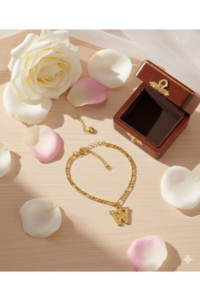 Shiklik Gold Color Figaro Chain and Special Letter Design Women's Anklet