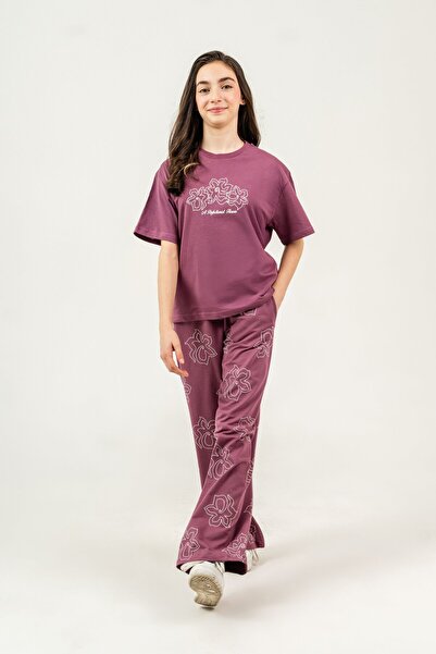 Mışıl Kids Άνω Μεσαίο με τύπωμα Κάτω Ολόκληρο το Σετ Λουλούδια με τύπωμα Κορι...