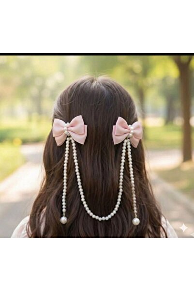 Shiklik Σατέν φιόγκος με πέρλες αξεσουάρ μαλλιών για το πίσω μέρος του κεφαλιού