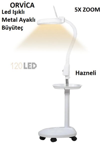 ORVİCA Led Işıklı Metal Ayaklı Dokunmatik Loop Büyüteç Büyük Boy