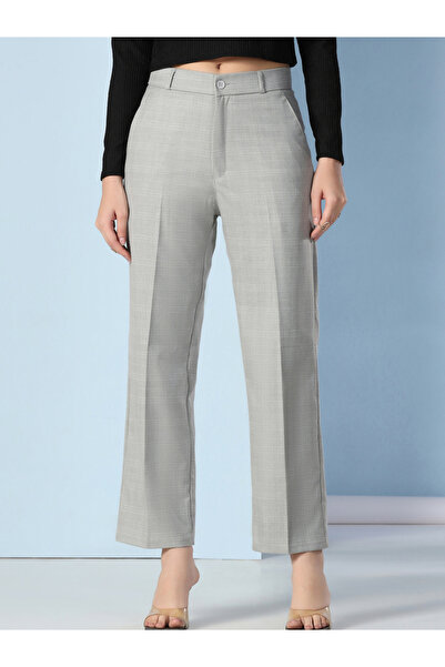 TAHVO By Styli Grey Straight Fit Trousers
