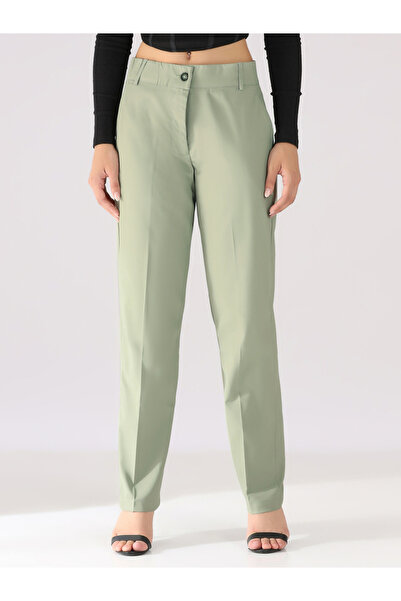 TAHVO By Styli Light Green Straight Fit Trousers