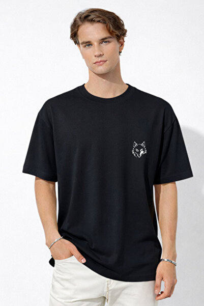 Deep sense Tricou pentru bărbați, oversize, negru, basic, din bumbac premium,...