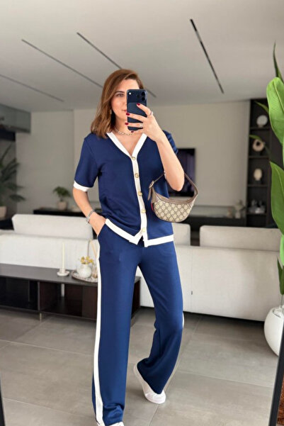 Modayakamoz New Season Women's Short Sleeve Rib Knit and Gold Button Detailed...