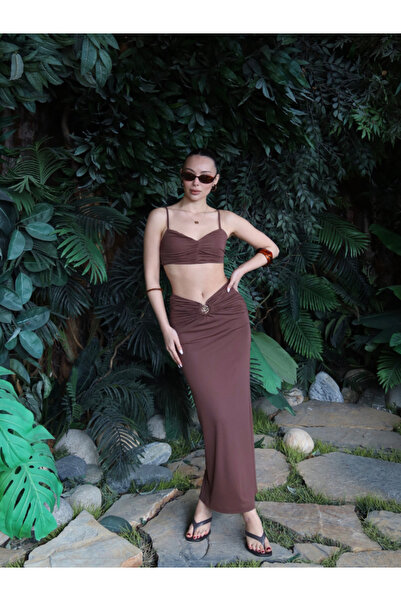 thelowely Ruched Top Skirt Set