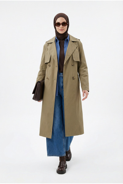 Armine TREND Тренчкот с колан на талията Allerli, цвят каки 26YT706