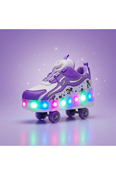 MAJHİ Çocuk LED Işıklı Patenli Ayakkabı Ortopedik Taban Kaydırmalı Spor Ayakk...
