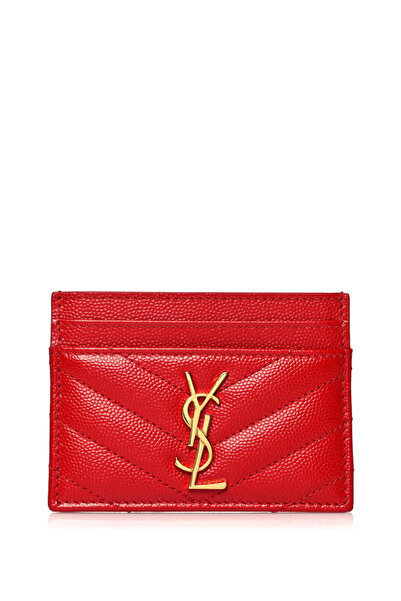 saint Red Chevron Quilted Leather Card Holder