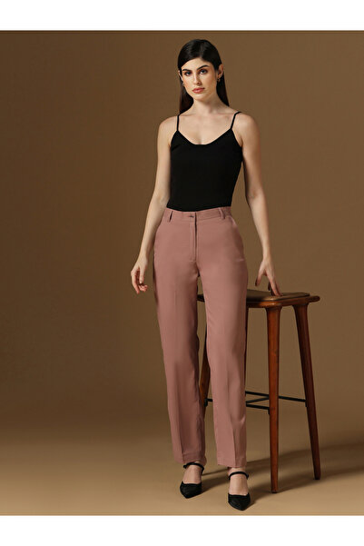 TAHVO By Styli Pink Straight Fit Trousers