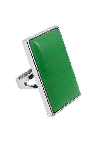 ZODIACOOL Inel Aventurin, piatra verde mare, oțel inoxidabil, reglabil pe mai...