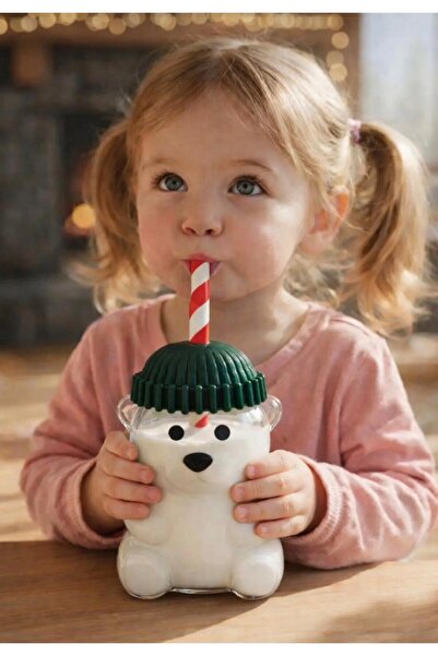 CKM silikon Cute Teddy Bear Baby Training Cup with Straw